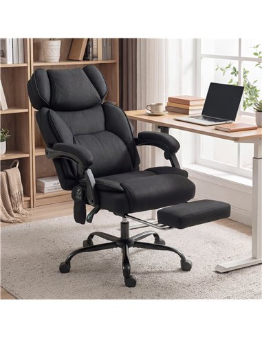 HOMCOM High Back Vibration Massage Office Chair Heated Reclining Computer Chair w/ Adjustable Height, Swivel Wheels, Black