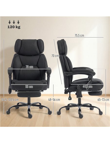HOMCOM High Back Vibration Massage Office Chair Heated Reclining Computer Chair w/ Adjustable Height, Swivel Wheels, Black - pic 191625 | FastDaddyshop