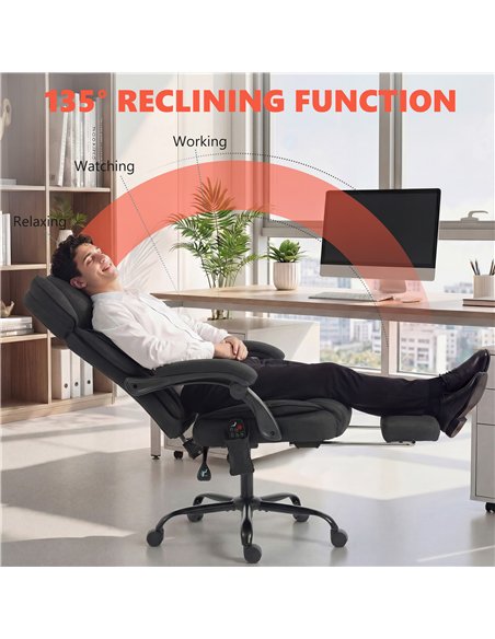 HOMCOM High Back Vibration Massage Office Chair Heated Reclining Computer Chair w/ Adjustable Height, Swivel Wheels, Black - pic 191629 | FastDaddyshop