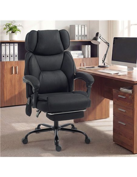 HOMCOM High Back Vibration Massage Office Chair Heated Reclining Computer Chair w/ Adjustable Height, Swivel Wheels, Black - pic 191630 | FastDaddyshop