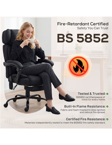 HOMCOM High Back Vibration Massage Office Chair Heated Reclining Computer Chair w/ Adjustable Height, Swivel Wheels, Black - pic 191631 | FastDaddyshop