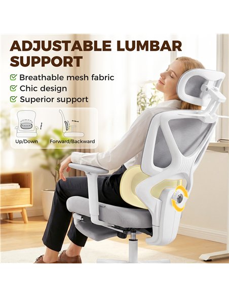 HOMCOM Ergonomic and Adjustable Office Chair - Grey - pic 191636 | FastDaddyshop