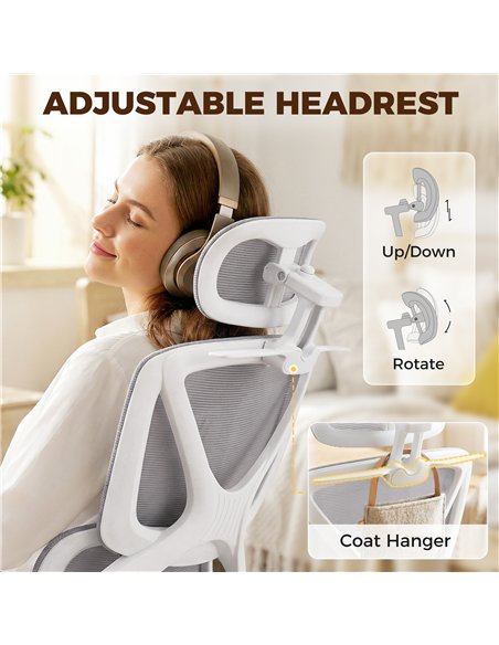 HOMCOM Ergonomic and Adjustable Office Chair - Grey - pic 191637 | FastDaddyshop