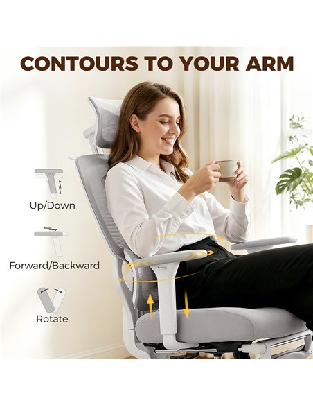 HOMCOM Ergonomic and Adjustable Office Chair - Grey - pic 191638 | FastDaddyshop