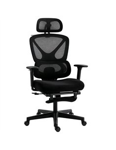HOMCOM Mesh Desk Chair with 3D Armrests, Ergonomic Office Chair with Rotatable Headrest, Black