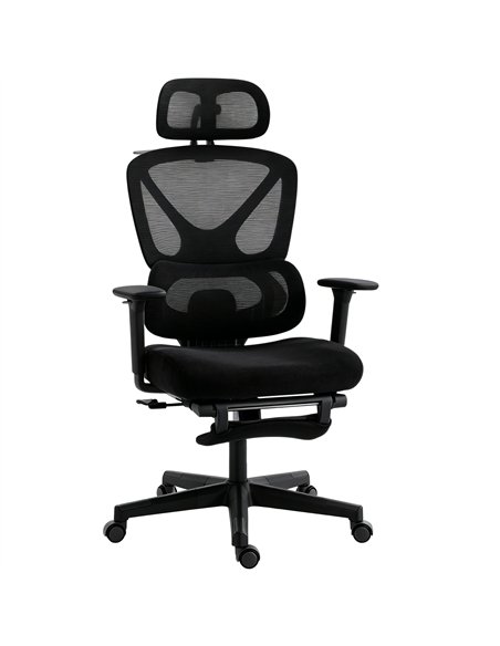 HOMCOM Mesh Desk Chair with 3D Armrests, Ergonomic Office Chair with Rotatable Headrest, Black - pic 191641 | FastDaddyshop