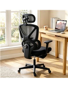 HOMCOM Mesh Desk Chair with 3D Armrests, Ergonomic Office Chair with Rotatable Headrest, Black 2