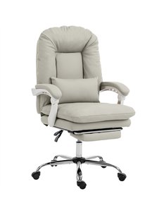 HOMCOM Ergonomic Executive Office Chair, Reclining Desk Chair with Lumbar Support, Footrest, Plush Thick Cushion, Khaki