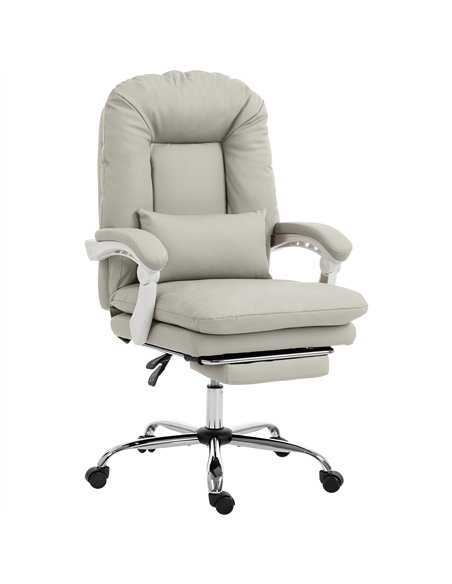 HOMCOM Ergonomic Executive Office Chair, Reclining Desk Chair with Lumbar Support, Footrest, Plush Thick Cushion, Khaki - pic 191650 | FastDaddyshop