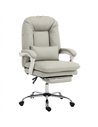 HOMCOM Ergonomic Executive Office Chair, Reclining Desk Chair with Lumbar Support, Footrest, Plush Thick Cushion, Khaki
