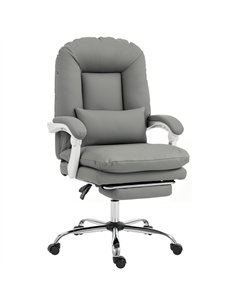 HOMCOM Ergonomic Executive Office Chair, Reclining Desk Chair with Lumbar Support, Footrest, Plush Thick Cushion, Grey