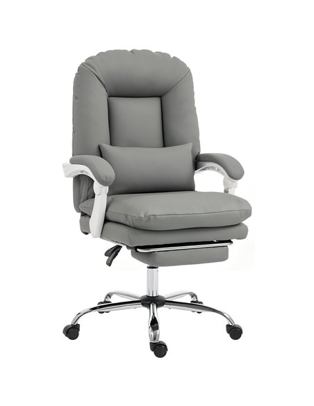 HOMCOM Ergonomic Executive Office Chair, Reclining Desk Chair with Lumbar Support, Footrest, Plush Thick Cushion, Grey - pic 191659 | FastDaddyshop