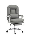 HOMCOM Ergonomic Executive Office Chair, Reclining Desk Chair with Lumbar Support, Footrest, Plush Thick Cushion, Grey