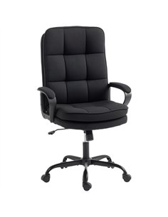 HOMCOM Double Padded Linen-Look Office Chair - Black