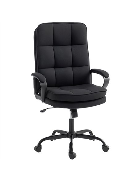 HOMCOM Double Padded Linen-Look Office Chair - Black - pic 191668 | FastDaddyshop
