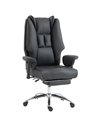 HOMCOM Executive Office Chair, Reclining Desk Chair with Footrest, Adjustable Armrests, Pet Friendly Faux Leather, Black
