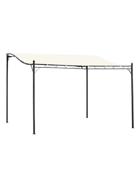 Outsunny 4 x 3 Meters Canopy Metal Wall Gazebo Awning Garden Marquee Shelter Door Porch - Cream - pic 19168 | FastDaddyshop