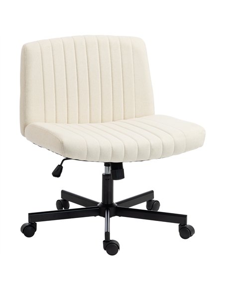 HOMCOM Imitation Linen Criss Cross Legged Desk Chair, Armless Office Chair with Wheels, Green - pic 191695 | FastDaddyshop