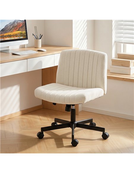 HOMCOM Imitation Linen Criss Cross Legged Desk Chair, Armless Office Chair with Wheels, Green - pic 191696 | FastDaddyshop