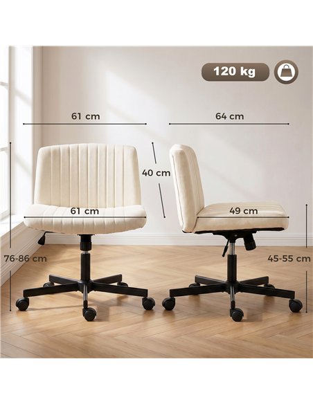 HOMCOM Imitation Linen Criss Cross Legged Desk Chair, Armless Office Chair with Wheels, Green - pic 191697 | FastDaddyshop