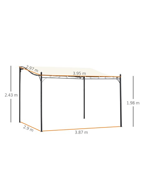 Outsunny 4 x 3 Meters Canopy Metal Wall Gazebo Awning Garden Marquee Shelter Door Porch - Cream - pic 19170 | FastDaddyshop