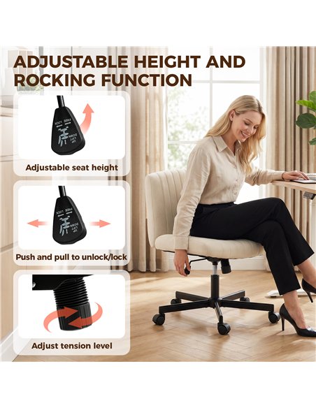 HOMCOM Imitation Linen Criss Cross Legged Desk Chair, Armless Office Chair with Wheels, Green - pic 191701 | FastDaddyshop