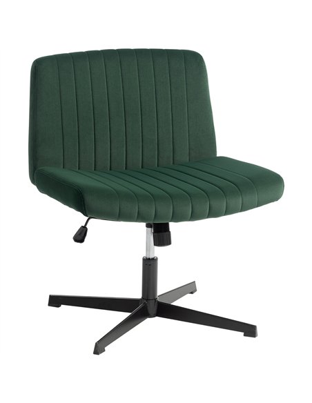 HOMCOM Flannel Criss Cross Legged Desk Chair, Armless Office Chair No Wheels, Green - pic 191704 | FastDaddyshop