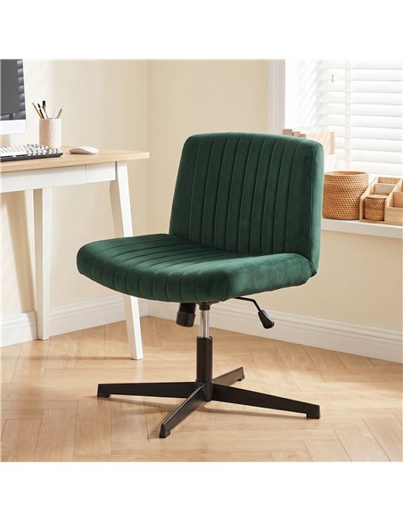 HOMCOM Flannel Criss Cross Legged Desk Chair, Armless Office Chair No Wheels, Green - pic 191705 | FastDaddyshop