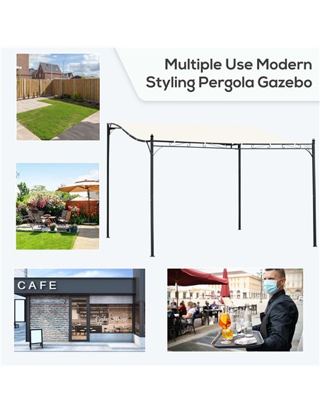 Outsunny 4 x 3 Meters Canopy Metal Wall Gazebo Awning Garden Marquee Shelter Door Porch - Cream - pic 19171 | FastDaddyshop