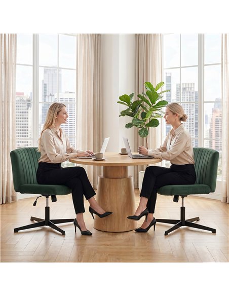 HOMCOM Flannel Criss Cross Legged Desk Chair, Armless Office Chair No Wheels, Green - pic 191712 | FastDaddyshop