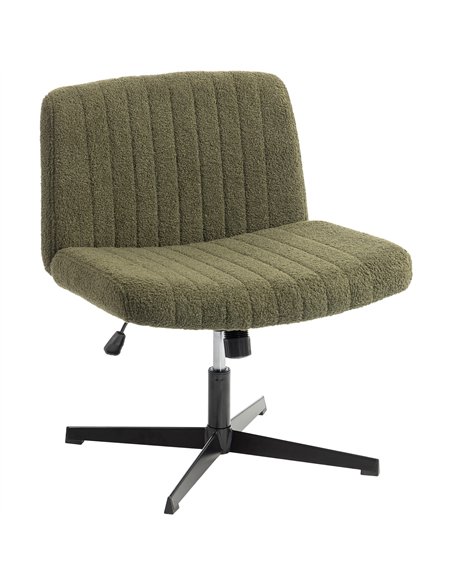HOMCOM Teddy Fleece Criss Cross Legged Desk Chair, Armless Office Chair No Wheels, Green - pic 191713 | FastDaddyshop