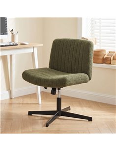 HOMCOM Teddy Fleece Criss Cross Legged Desk Chair, Armless Office Chair No Wheels, Green 2