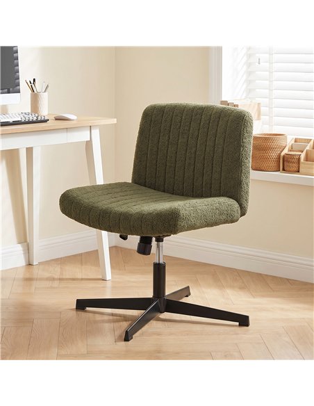 HOMCOM Teddy Fleece Criss Cross Legged Desk Chair, Armless Office Chair No Wheels, Green - pic 191714 | FastDaddyshop