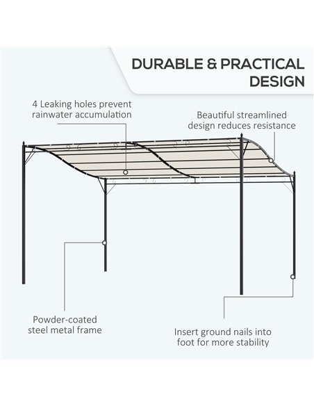 Outsunny 4 x 3 Meters Canopy Metal Wall Gazebo Awning Garden Marquee Shelter Door Porch - Cream - pic 19172 | FastDaddyshop