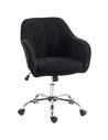 HOMCOM Modern Makeup Vanity Chair, Snow Flannel Office Chair with Tub Back, Black