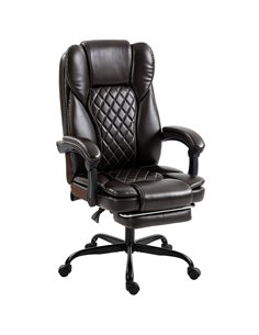 HOMCOM Executive Home Office Chair Reclining Function Footrest Computer Desk Chair High Back, Brown