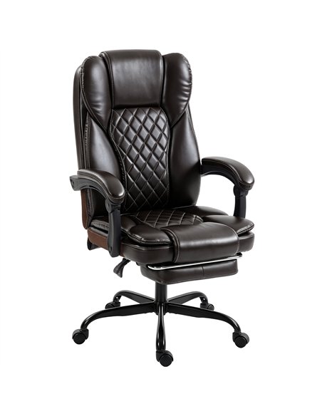 HOMCOM Executive Home Office Chair Reclining Function Footrest Computer Desk Chair High Back, Brown - pic 191731 | FastDaddyshop