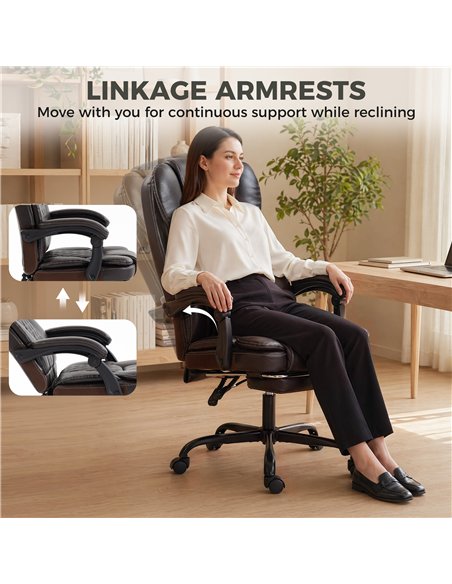 HOMCOM Executive Home Office Chair Reclining Function Footrest Computer Desk Chair High Back, Brown - pic 191737 | FastDaddyshop