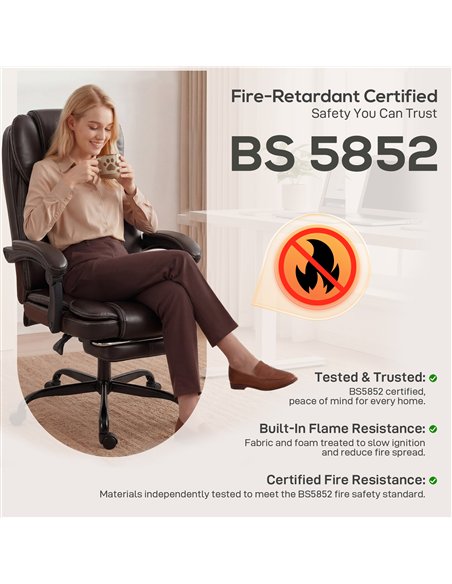 HOMCOM Executive Home Office Chair Reclining Function Footrest Computer Desk Chair High Back, Brown - pic 191739 | FastDaddyshop