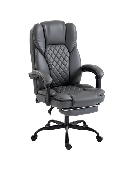 HOMCOM Executive Home Office Chair Reclining Function Footrest Computer Desk Chair High Back, Grey - pic 191740 | FastDaddyshop