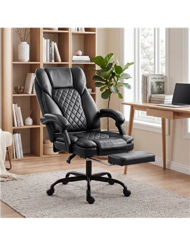 HOMCOM Executive Home Office Chair Reclining Function Footrest Computer Desk Chair High Back, Black
