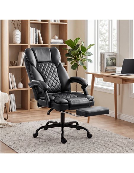 HOMCOM Executive Home Office Chair Reclining Function Footrest Computer Desk Chair High Back, Black - pic 191750 | FastDaddyshop