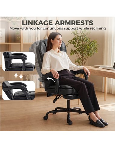 HOMCOM Executive Home Office Chair Reclining Function Footrest Computer Desk Chair High Back, Black