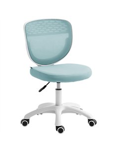 HOMCOM Office Chair, Armless Computer Desk Chair with Breathable Mesh, Adjustable Height, Swivel Wheels, Light Blue