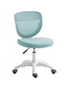 HOMCOM Office Chair, Armless Computer Desk Chair with Breathable Mesh, Adjustable Height, Swivel Wheels, Light Blue