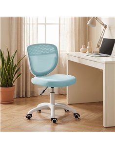 HOMCOM Office Chair, Armless Computer Desk Chair with Breathable Mesh, Adjustable Height, Swivel Wheels, Light Blue 2