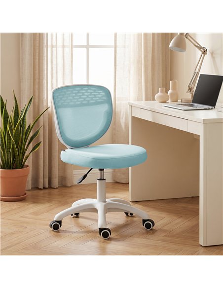 HOMCOM Office Chair, Armless Computer Desk Chair with Breathable Mesh, Adjustable Height, Swivel Wheels, Light Blue - pic 191759 | FastDaddyshop