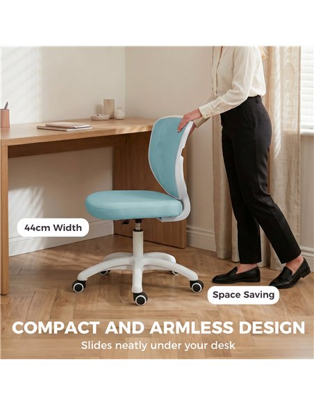 HOMCOM Office Chair, Armless Computer Desk Chair with Breathable Mesh, Adjustable Height, Swivel Wheels, Light Blue - pic 191761 | FastDaddyshop