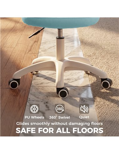 HOMCOM Office Chair, Armless Computer Desk Chair with Breathable Mesh, Adjustable Height, Swivel Wheels, Light Blue