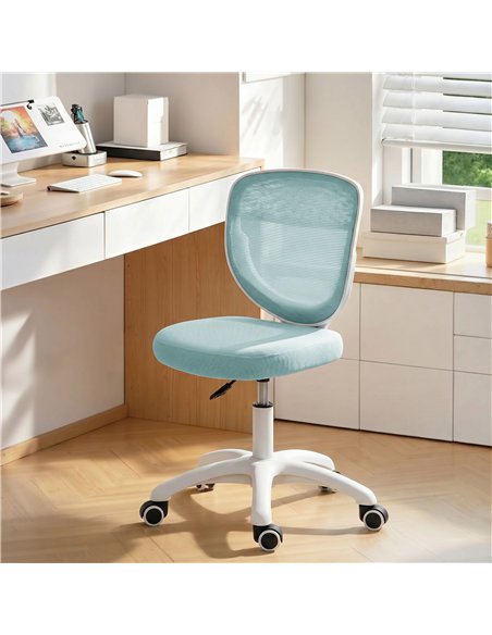HOMCOM Office Chair, Armless Computer Desk Chair with Breathable Mesh, Adjustable Height, Swivel Wheels, Light Blue - pic 191765 | FastDaddyshop